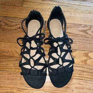 Brash Black Open Toe Gladiator Style Sandals, Size 10 Women’s